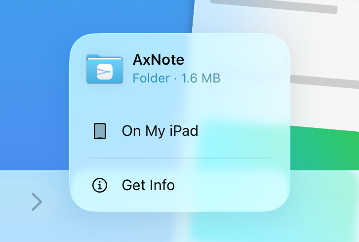 Storage options available in AxNote